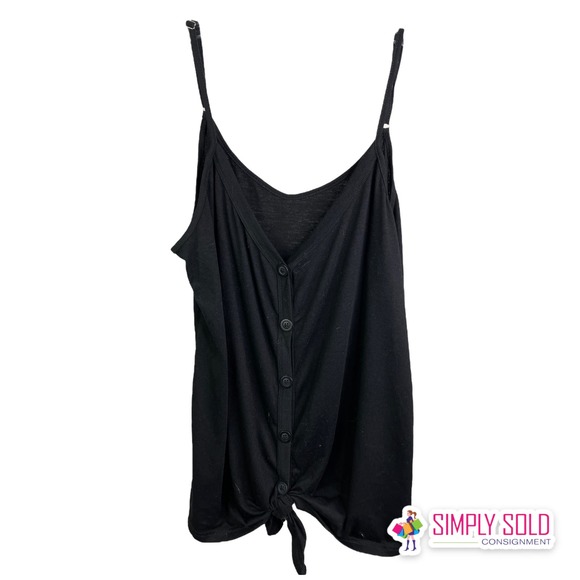 Ivvic Women's Spaghetti Strap Sleeveless Shirt Black V-Neck Boho Button XXL - Picture 1 of 8